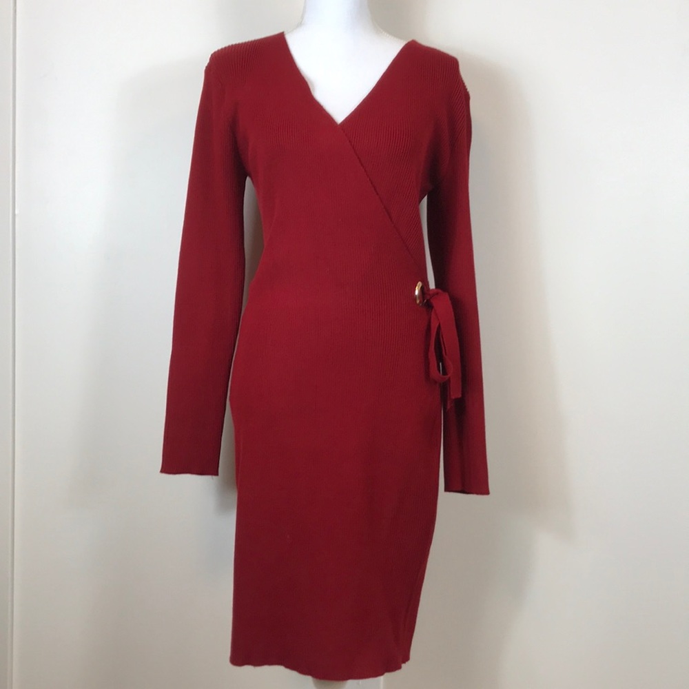 V-Neck Wrap Sweater Dress size Medium